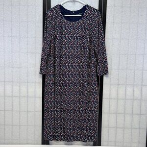 Lauren Ralph Lauren Scoop Neck Geometric Print ¾ Sleeve Lined Shift Dress 2X
